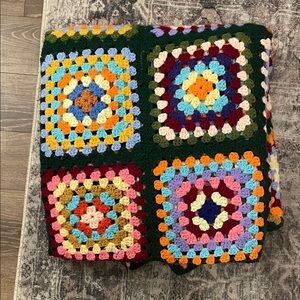 Colorful Crochet Granny Square Blanket